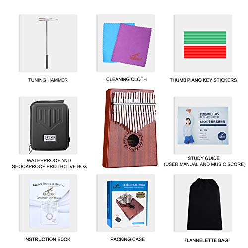 image for GECKO Kalimba 17 Keys Thumb Piano with Waterproof Protective Box, Tune