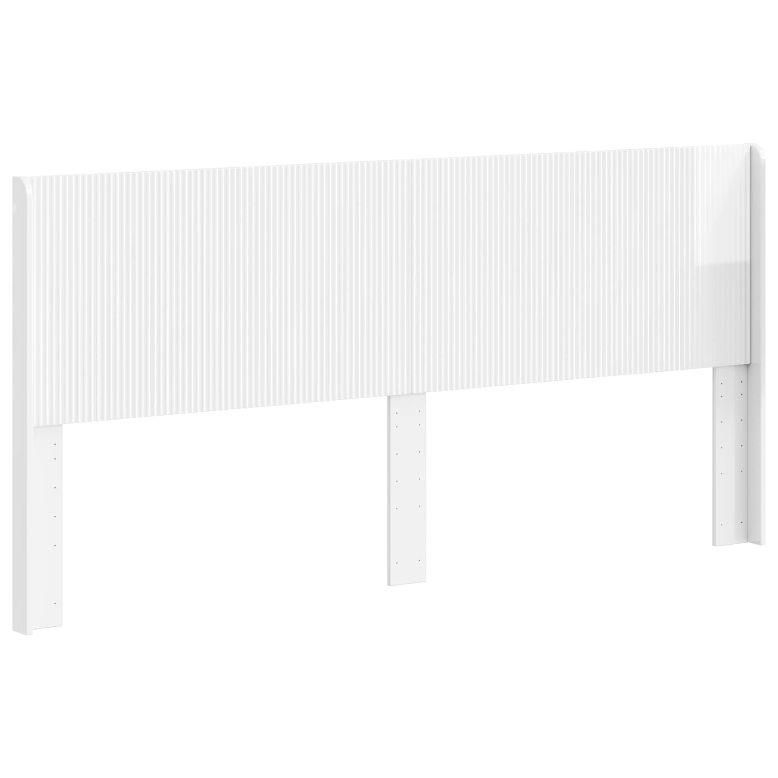 Tête de lit en bois blanc brillant - 186,5 x 100 cm - Pour lit double - Panneau de lit moderne avec lattes verticales - Pour chambre à coucher