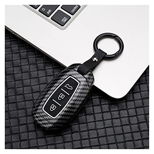 LWLD Voiture Protege Télécommande Anneau Porte Clé Porte-clés Voiture Portables Coque Couverture Charbon Fibre Carbone Abdos pour Hyundai Elantra GT KONA 2018-2019 Santa Fe Veloster Porte Clef Cover