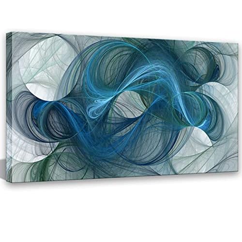 Large Framed abstract Blue Black White Line canvas Wall Art Colorful Fantasy Texture Prints Picture Modern Decor painting Artwork for Living Room Bedroom Dining Room Kitchen Ready to Hang