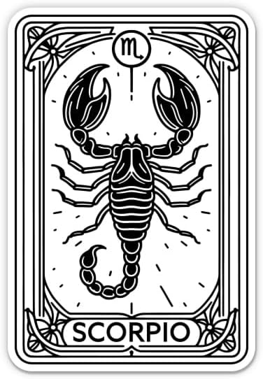 Scorpio Tarot Horoscope Zodiac Sign Sticker - for Water Bottle Phone Car Tumbler Laptop - Astrology Decal - Waterproof Vinyl - 3