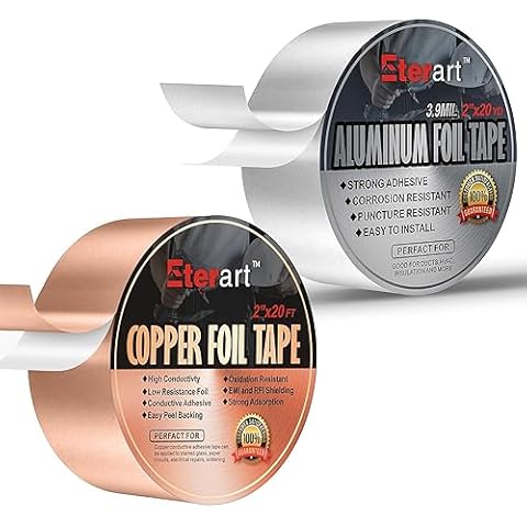 ETERART Aluminum Foil Duct Tape Heavy Duty,Copper Foil Tape with Conductive Adhesive,for Home Repairs,2 Pack Cover