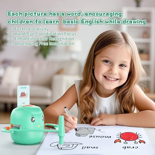Interactive Educational Drawing Robot for Kids - Montessori Learning Toy with 100 Word Cards, Voice Interaction, Ages 5+ - Image 4