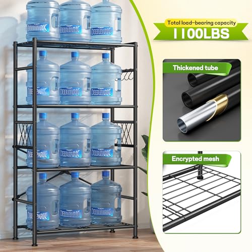 Image of Wire Shelving Storage Rack with Hooks,Metal Shelving Units Shelf Organizer,Wobble-Free Garage Shelving with Adjustable Leveling Feet for Kitchen Pantry Laundry Bathroom Closet Dorm,12 inchD x 30 inchW x 60 inchH