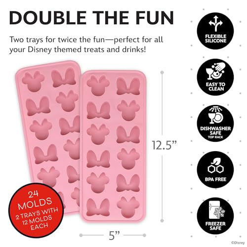 Image of Disney Minnie Silicone Ice Cube Tray, 2-Pack 5 inchx12.5 inch, BPA-Free