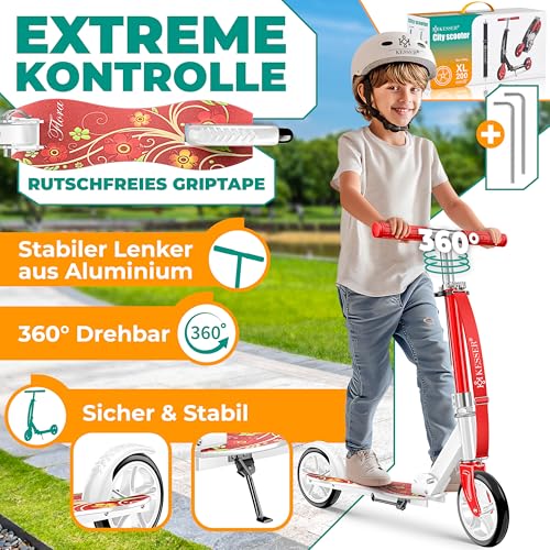 Kesser&reg; Scooter Roller Kinderroller Cityroller Tretroller Kickroller Kickscooter | Flora (Red)