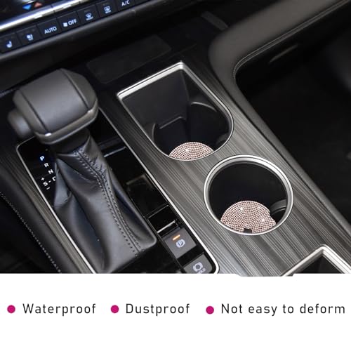 Image of Ziciner 2PCS Bling Car Cup Holder Coaster, 2.73 Inch Anti-Slip Cup Insert Coasters, Crystal Rhinestone Auto Drink Cup Mat, Universal Interior Decor Car Accessories for Women Girls (Golden)