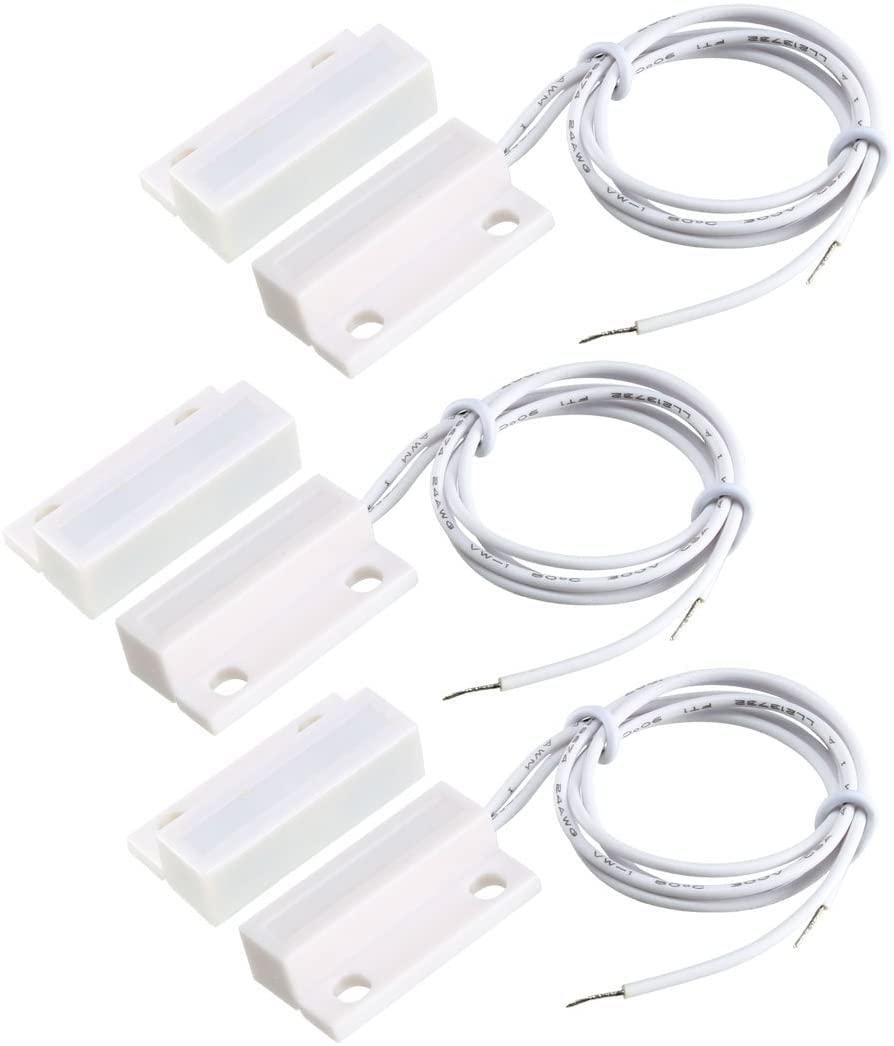 Heyiarbeit 30Pcs Surface Mount Wired NC Home Security Door Sensor Alarm Magnetic Reed Switch MC-38