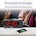 REACHER Projection Alarm Clock Radio with Dual Alarm USB Sleep Timer 0-100 Dimmer and Snooze Time Option for Bedroom