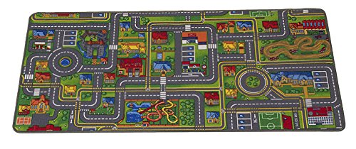Learning Carpets Giant Road Map Play Carpet, 79” by 36” –Play Carpet Develops Imagination – Skid-Proof Gel Backing – Durable - Self-Contained Play Carpet for Hours of Fun – Indoor/Outdoor Use