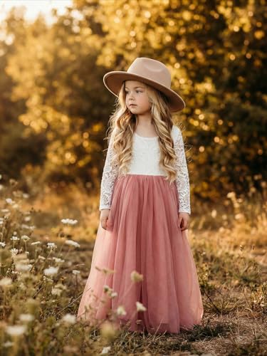 Image of 2Bunnies Girl Peony Lace Back A-Line Straight Tutu Tulle Party Flower Girl Dress