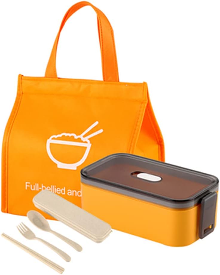 弁当箱 お弁当箱 男性 女性 ランチボックス べんとう箱 お弁当袋 弁当バッグと箸スプーン付き 仕切り付き 漏れ防止 細長 人気 おしゃれかわいい 軽量こども 大人高校生 プレゼント イエロー 一段 Faz Co Zm