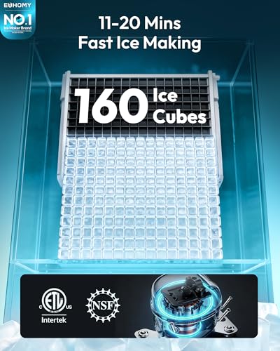 Image of EUHOMY Commercial Ice Maker Machine 400Lbs /24H,ETL Approval, Industrial Ice Machine, 250Lbs Storage, Ice Ready in 11-20min, Stainless Steel Ice Maker for Bar /Cafe /Restaurant /Business