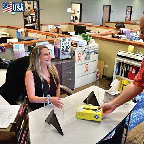 Sneeze Guard by StaSafe | Made in USA | 1/4" Acrylic Screen Partition, Great for Teachers, Schools, Businesses, and Restaurants | Work Station Sneeze Barrier (24" Wide x 39" Tall x 10" Deep)