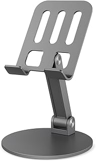 حامل معدني لسطح المكتب من كيندكس، حامل موبايل وتابلت قابل للتعديل، قابل للطي والدوران، لون رمادي، مناسب للأجهزة مقاس 4.7-13 بوصة- موديل KX 3307
