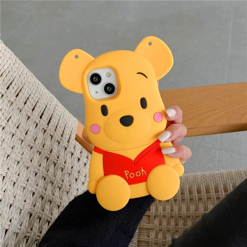 Image of COVERLY for iPhone 14 Plus Pooh Case 3D Cartoon Bear,Full Protective Winnie The Pooh Bee King Size Big Oversized Case Cute Soft Silicone Fashion Fun Aesthetic Cover for Apple iPhone 14 Plus