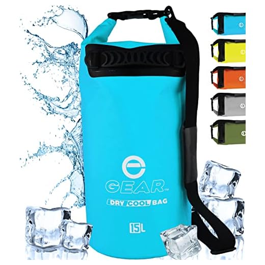 Enthusiast Gear Dry Bag Cooler - Roll Top Insulated Backpack – Portable, Collapsible, Waterproof with Padded Shoulder Strap - Perfect for Kayaking Fishing Beach Hiking - Orange, Grey, Blue -15L