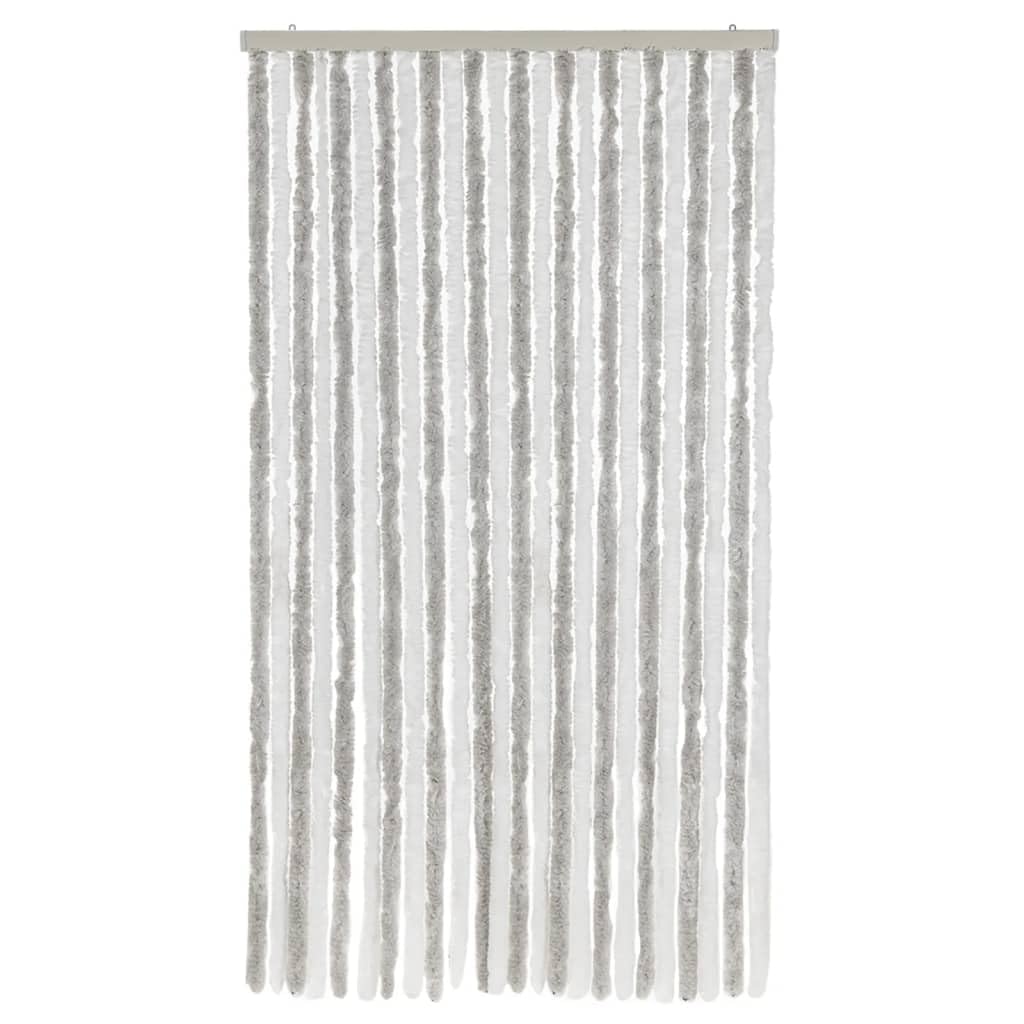Rideau anti-mouches, gris clair et blanc, 100 x 200 cm