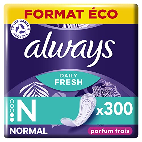 Always Daily Fresh Protege-Slips Normal 10x30 Unidades, con un aroma fresco, para no sentir nada más que frescura y protección