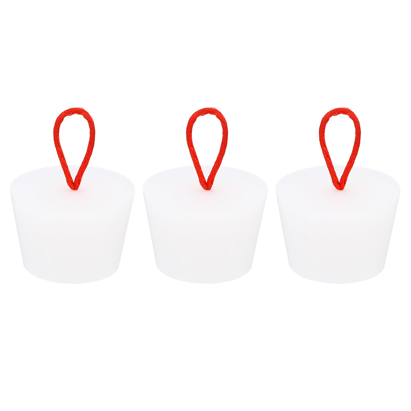 QUARKZMAN Silicona Goma Cónico Tapón 35 a 45mm Sólido Bañera Tapones Tapón con Mango para Prueba Tubos, Agua Tubería, Drenaje Agujero, Blanco 3uds