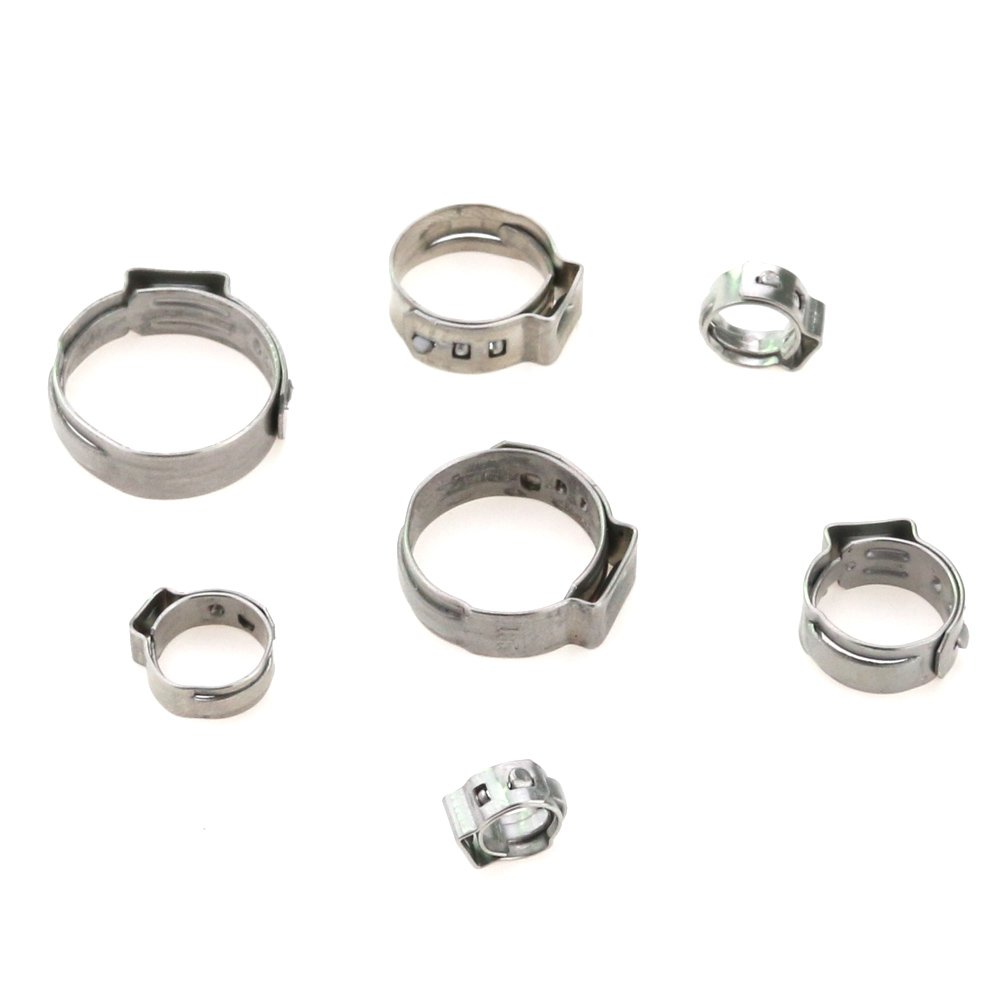 70Pcs Single Ear Stepless Hose Clamps Stainless Steel Cinch Clamp Rings Hose Clamps Kit for Tubing Pipes with Storage Box