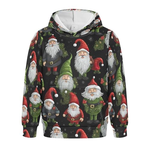 Kids Hoodies Sweaters Christmas Xmas Gnome Dwarfs Hooded Sweatshirts with Big Pockets for Boys Girls B0400440