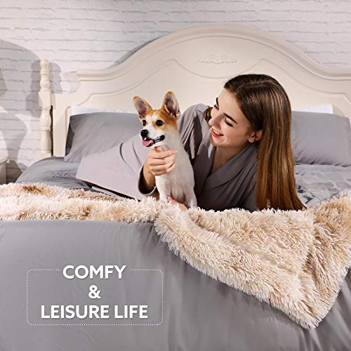 Lvylov Decorative Soft Fluffy Faux Fur Throw Blanket 50" X 60",Reversible Long Shaggy Cozy Furry Blanket,Comfy Microfiber Accent Chic Plush Fuzzy Blanket For Sofa/Couch/Bed,Breathable & Washable,Beige #TOP2