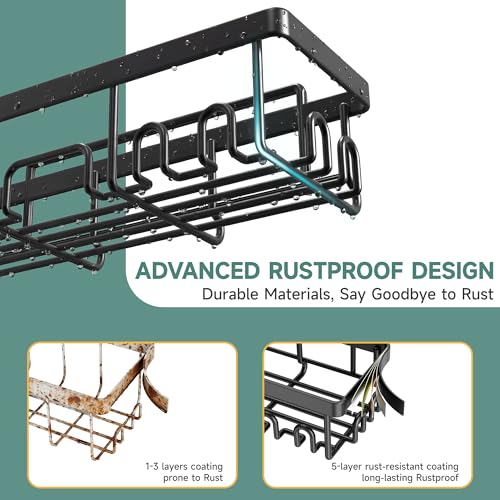 Veken Shower Caddy 6-Pack, Advanced Rustproof Design, No Drilling Adhesive Shelves, Rack with Soap Holder, Large Capacity Bathroom Organizers and Storage, Wall-Mounted Kitchen & Home Decor - Image 5