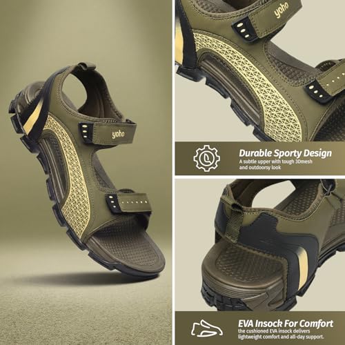 Image of YOHO TrailX Sports Sandals for Men, Cushion Comfort, Lightweight & Anti Skid Floaters for Walking & Trekking, Footwear for Man /Boys /Gents