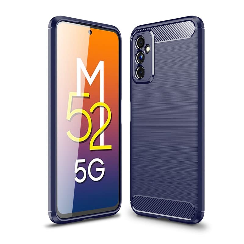 Image of NPRC Hybrid Ultra Slim Protective Case TPU Non-Slip Carbon Fiber Texture Shockproof Case Cover for Samsung Galaxy M52 5g - Blue