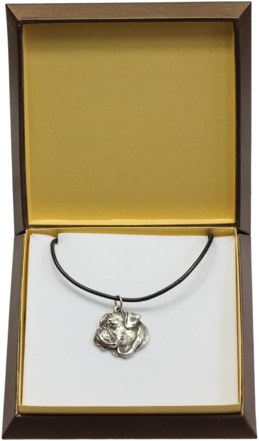 Art-Dog Dog Silver-Plated Pendant on a Leather Strap - Dog Necklace in Elegant Case – Silver Dog Necklaces for Men and Women – Dog Breeds Jewelry – Bulmastif II