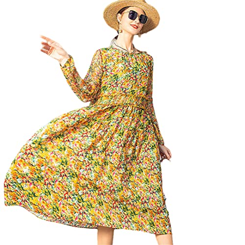 Robe vintage en soie florale Hdhdeueh pour femme style décontracté chic XXXL