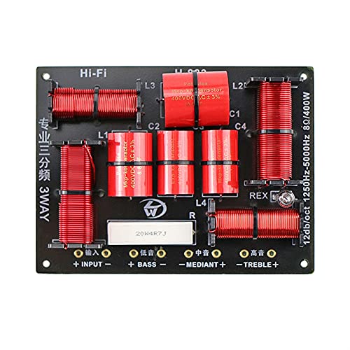 SANKUAI 1pc 400w 3 vías Crossover HiFi Tweeter Midange Woofer Altavoz Crossover 1250h / 5000Hz con protección de Alto Nivel Cover