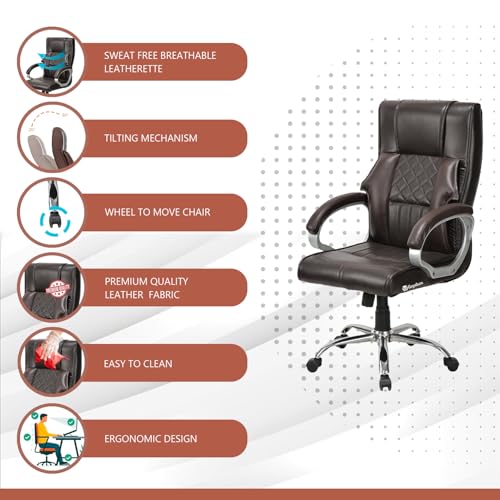 Image of GOYALSON Director Ergonomic High-Back Executive Office Revolving Chair with Lumbar Support (Coffee)