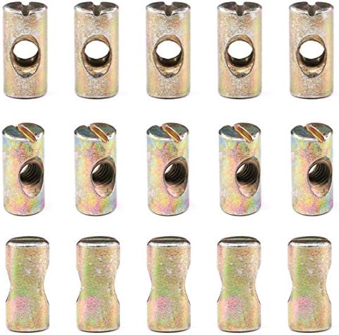 Hilitchi 20-Pcs M6 Pozidriv Slotted Barrel Nuts Cross Dowels Slotted Nuts for Furniture Beds Crib Chairs - M6 x 20mm