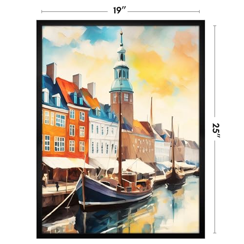 Image of Americanflat 19x25 Poster Frame with Polished Plexiglass - Streamline Collection - Thin Border Picture Frame for Wall Display - Hanging Hardware Included - Black