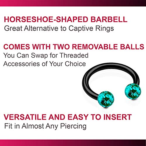 2pcs 16g Circular Barbell Black Titanium G23 Ear Helix Lip Eyebrow Tragus Nose Snake Septum Cartilage Bite Ring B2ICT4