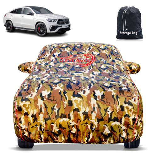 Image of Premium Car Cover for Mercedes GLE Model | Waterproof, UV & Dust Protection | Mirror & Antenna Pocket | Triple Stitched, Soft Inner Lining, Belt & Buckle (Jungle Print)