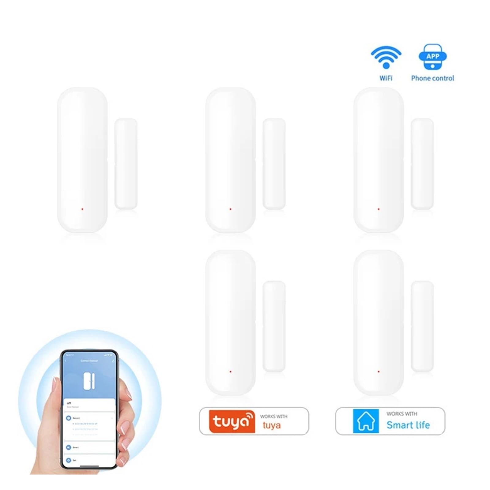 Alarmas De Puerta, Tuya-Sensor de puerta inteligente con WiFi, detectores abiertos/cerrados de puerta de casa inteligente, Sensor de ventana, vida inteligente, funciona con Alexa Para La Seguridad Del
