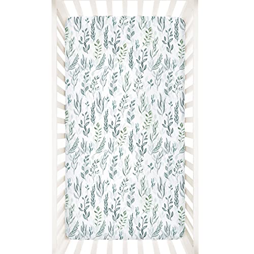 Image of DILIMI Crib Sheet Fitted Crib Sheets for Baby Boys Girls, Ultra-Soft Baby Sheet Fits Standard Crib and Toddler Mattress, Green Leaf