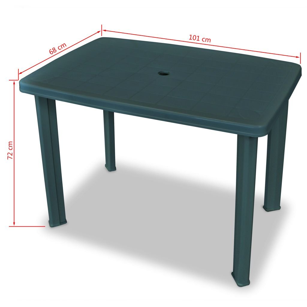 Ipae-Progarden S.P.A. 78008 Tavolo Rettangolare 101 x 68 x 72 cm Faretto Verde, Resina