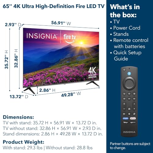 Insignia 65" Class F50 Series LED 4K UHD Smart Fire TV, Voice photo 3