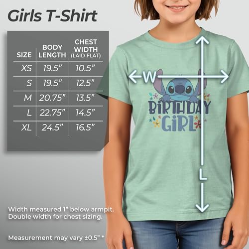 Image of Disney Girls Lilo & Stitch Birthday Girl T-Shirt - Mint Short Sleeve Tee - Fun Design for Youth Celebrations