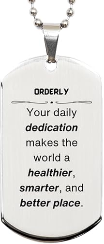 Best Orderly Gifts, Your daily dedication makes the world a healthier, Inspirational Birthday Christmas Unique Silver Dog Tag For Orderly,
