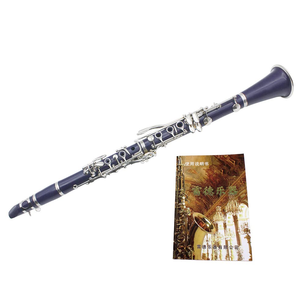 Klarinette ABS 17 Tonart bB Flach Sopran Binokularklarinette mit Reinigungstuch Handschuhe 10 Rohrblätter Schraubendreher Rohrblattetui Holzblasinstrument