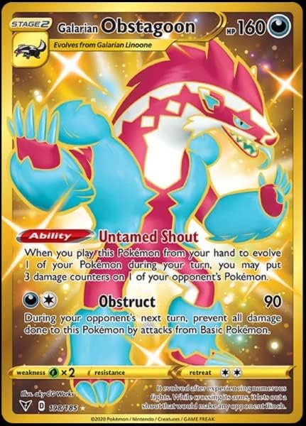 Pokemon - Galarian Obstagoon 198/185 - Vivid Voltage - Secret Rare - Gold Card