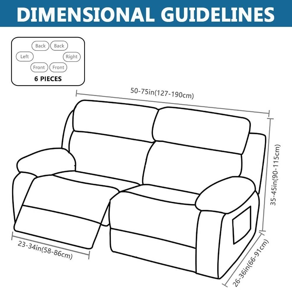 Copripoltrona Relax 6 Pezzi ,Fodere Copridivano Recliner 2 Posto Universale,Moderne Copripoltrona Relax Elettrica Reclinabile con Tasche Sofa Cover Protettore Lavabile ( Color : #9 , Size : 2 seat (6p