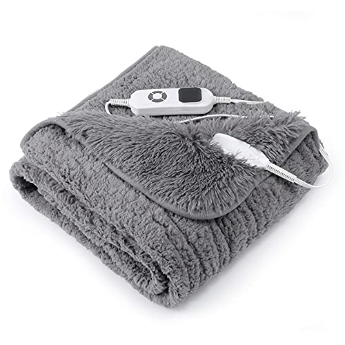 Heated Blanket, Sted Electric Blanket Throw, 10 Heating Settings Faux Fur Sherpa Heating Throw Blanket, 3 Timing Settings, LCD Display, Overheating Protection, Machine Washable 50