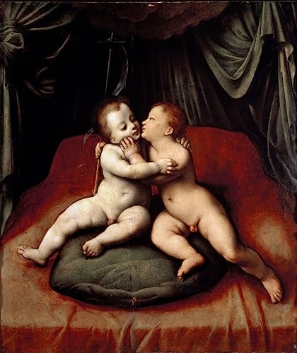 Poster Jésus et St Jean-Baptiste enfant par Joos Van Cleve art spirituel