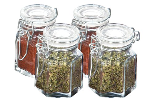 Premier Housewares Spice Jars with Clip Tops - 8 x 6 x 6 cm, Set of 4